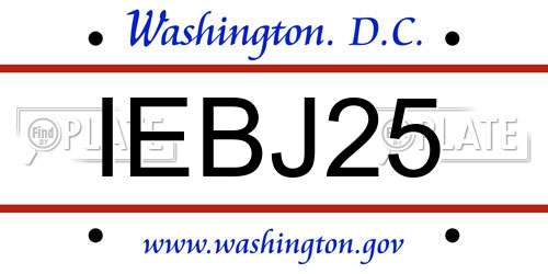 IEBJ25 District Of Columbia License Plate