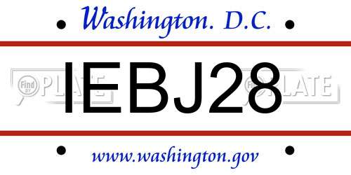 IEBJ28 District Of Columbia License Plate
