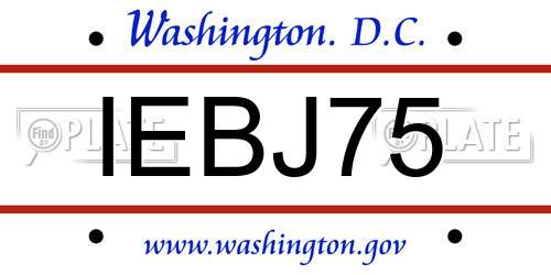 IEBJ75 District Of Columbia License Plate