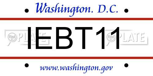 IEBT11 District Of Columbia License Plate