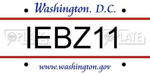 IEBZ11 District Of Columbia License Plate