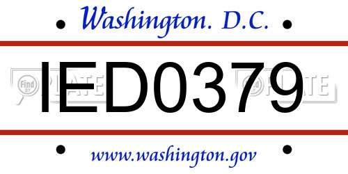 IED0379 District Of Columbia License Plate