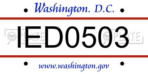 IED0503 District Of Columbia License Plate