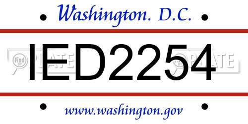 IED2254 District Of Columbia License Plate