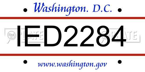 IED2284 District Of Columbia License Plate