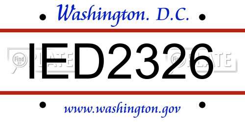 IED2326 District Of Columbia License Plate