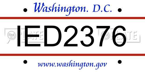 IED2376 District Of Columbia License Plate