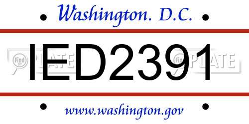 IED2391 District Of Columbia License Plate