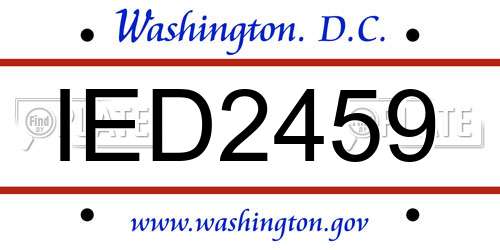 IED2459 District Of Columbia License Plate