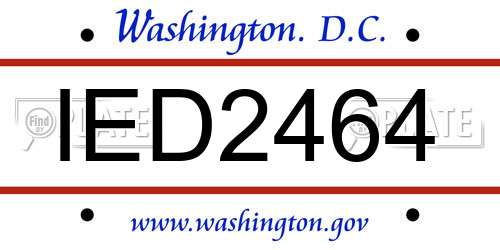 IED2464 District Of Columbia License Plate