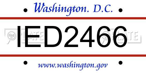 IED2466 District Of Columbia License Plate