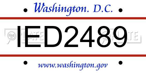 IED2489 District Of Columbia License Plate