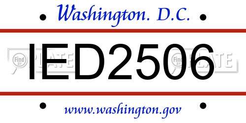 IED2506 District Of Columbia License Plate