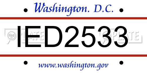 IED2533 District Of Columbia License Plate