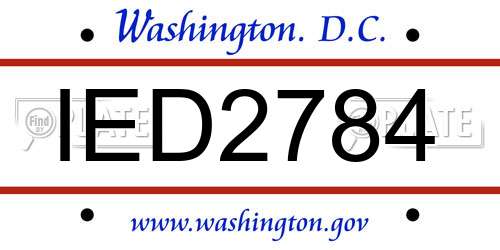 IED2784 District Of Columbia License Plate