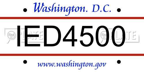 IED4500 District Of Columbia License Plate