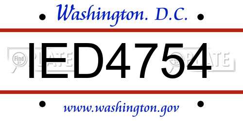 IED4754 District Of Columbia License Plate