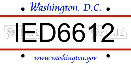 IED6612 District Of Columbia License Plate