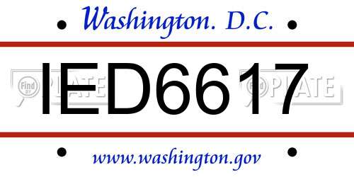 IED6617 District Of Columbia License Plate