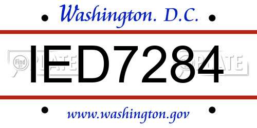 IED7284 District Of Columbia License Plate