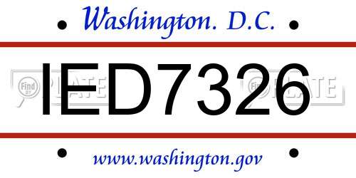 IED7326 District Of Columbia License Plate