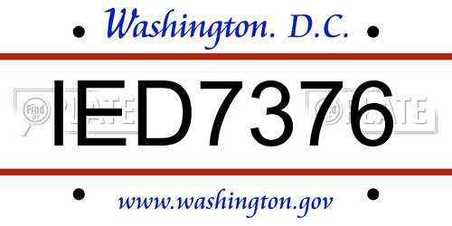 IED7376 District Of Columbia License Plate