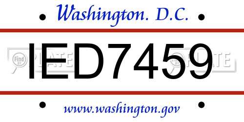 IED7459 District Of Columbia License Plate