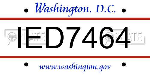 IED7464 District Of Columbia License Plate