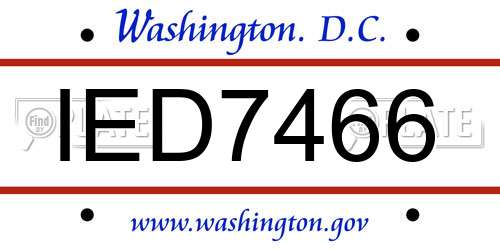 IED7466 District Of Columbia License Plate
