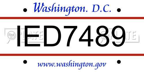 IED7489 District Of Columbia License Plate