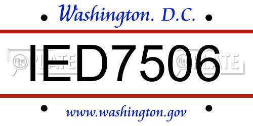 IED7506 District Of Columbia License Plate