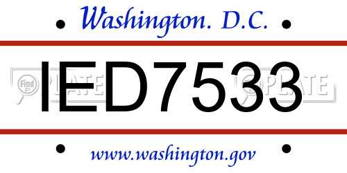 IED7533 District Of Columbia License Plate