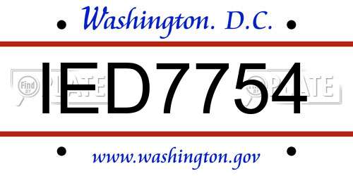 IED7754 District Of Columbia License Plate
