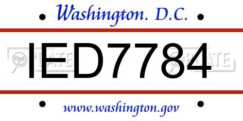 IED7784 District Of Columbia License Plate