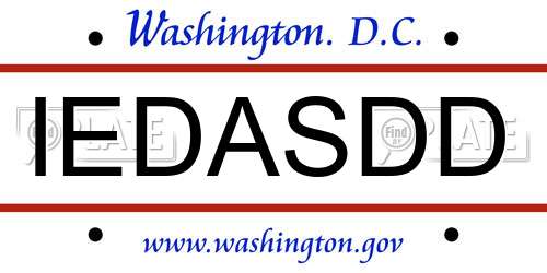 IEDASDD District Of Columbia License Plate