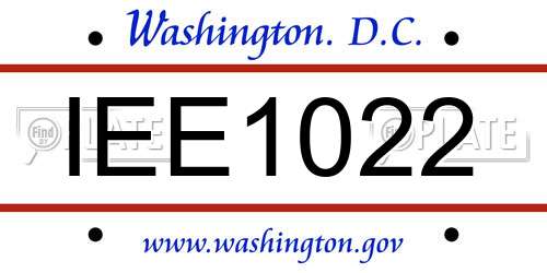 IEE1022 District Of Columbia License Plate