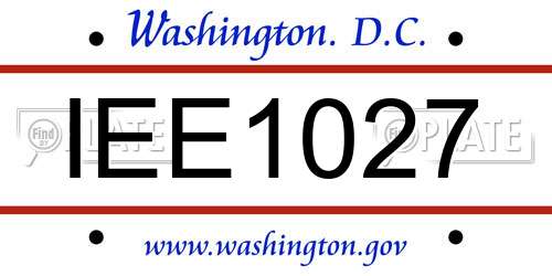 IEE1027 District Of Columbia License Plate