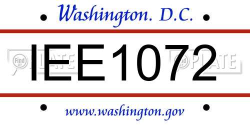 IEE1072 District Of Columbia License Plate