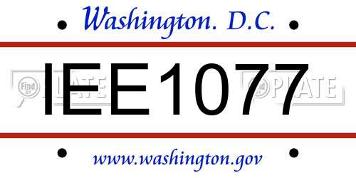 IEE1077 District Of Columbia License Plate