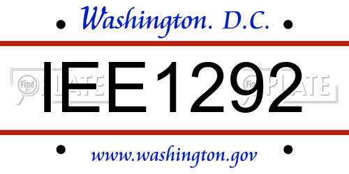 IEE1292 District Of Columbia License Plate