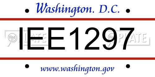 IEE1297 District Of Columbia License Plate