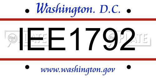 IEE1792 District Of Columbia License Plate