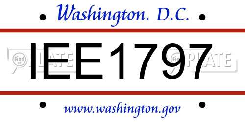 IEE1797 District Of Columbia License Plate
