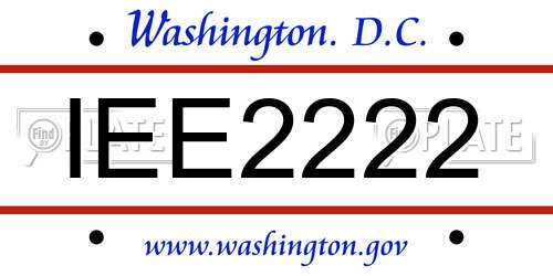 IEE2222 District Of Columbia License Plate