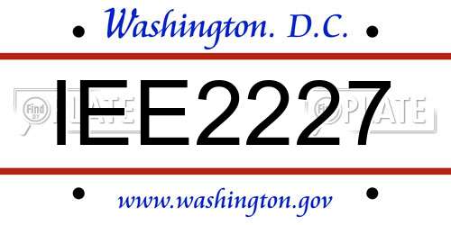 IEE2227 District Of Columbia License Plate