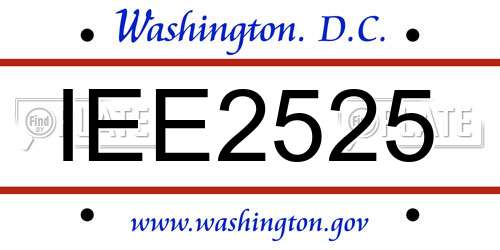 IEE2525 District Of Columbia License Plate