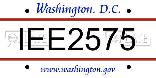 IEE2575 District Of Columbia License Plate