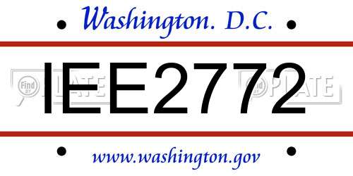 IEE2772 District Of Columbia License Plate