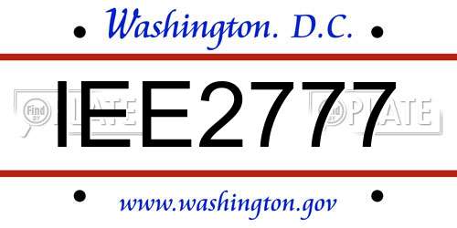 IEE2777 District Of Columbia License Plate