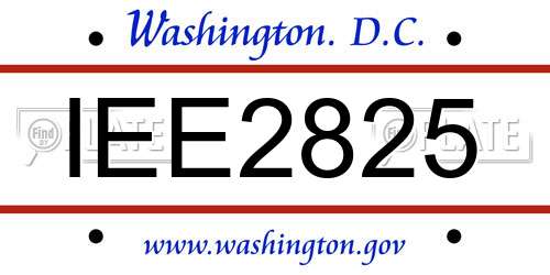 IEE2825 District Of Columbia License Plate